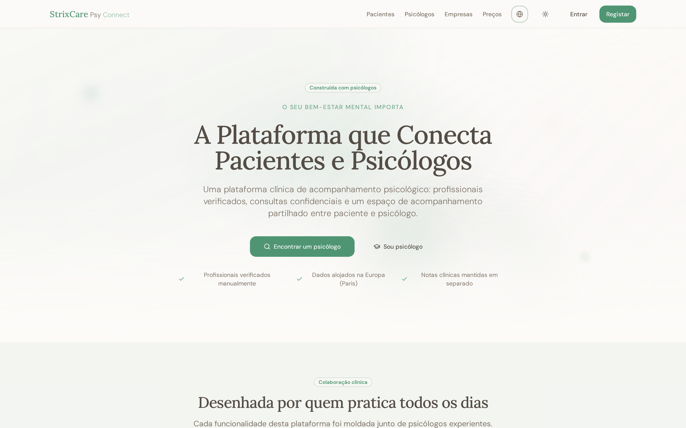 StrixCare Psy Connect — Pacientes e psicólogos numa mesma plataforma clínica.
