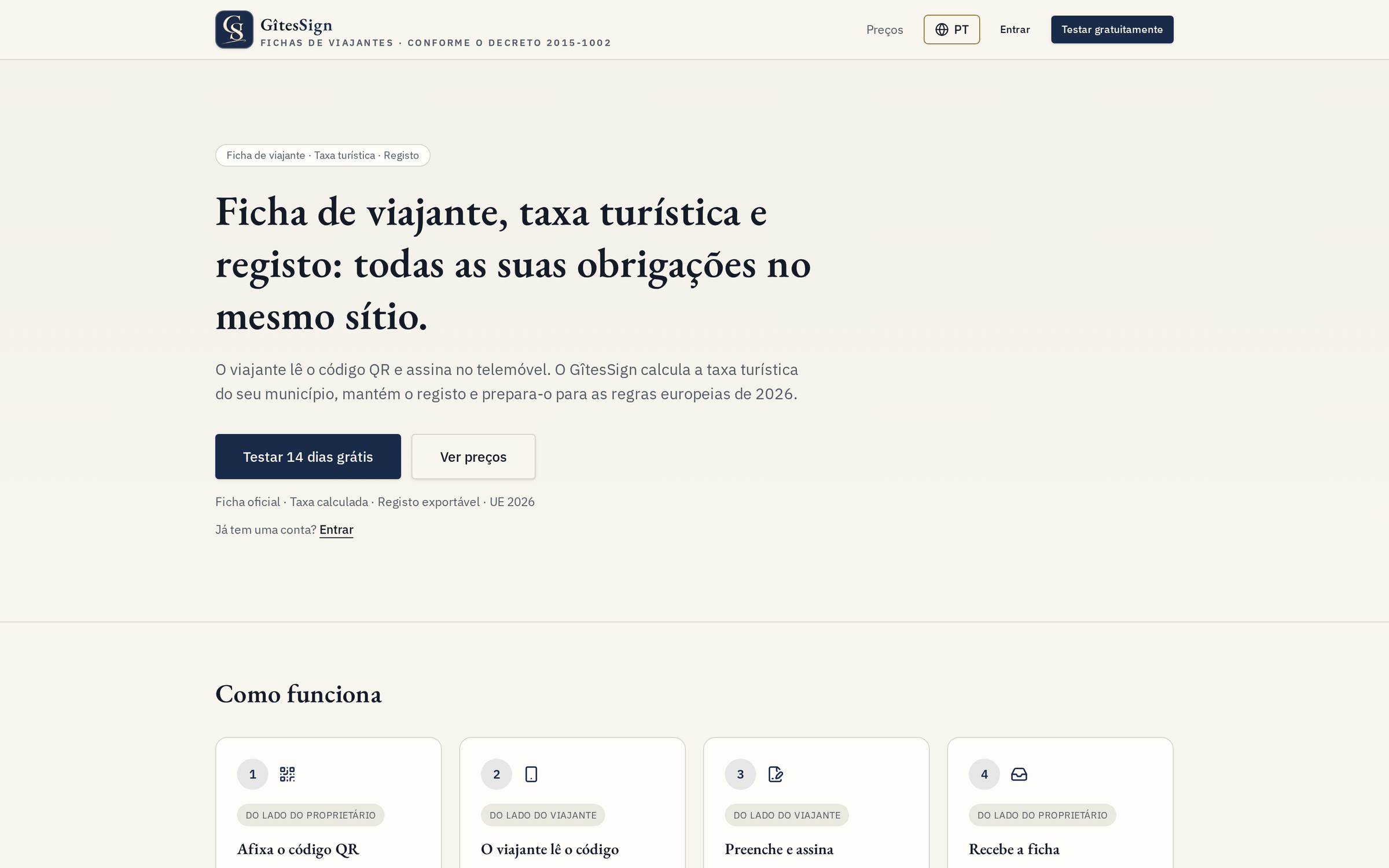 GîtesSign — Ficha de hóspede, taxa turística e registo, no mesmo sítio.