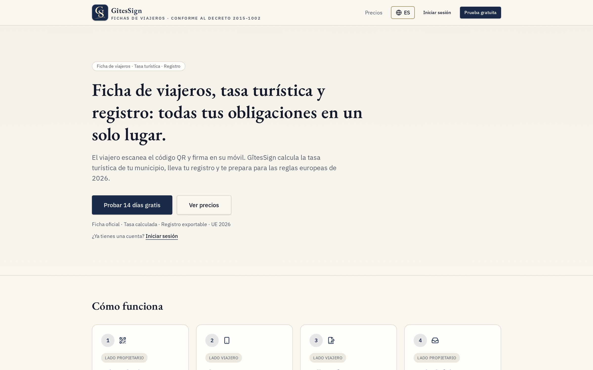 GîtesSign — Ficha de viajero, tasa turística y registro, en un mismo sitio.
